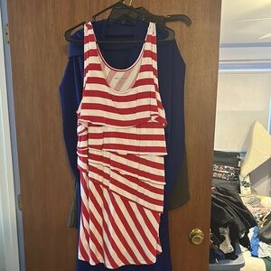 Red and White Striped Sleeveless layered top
